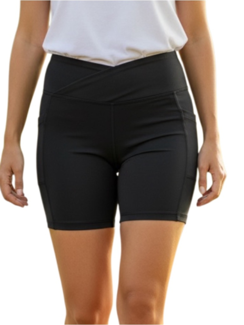 Logilates High-Waist Black Bike Shorts with Side Pockets